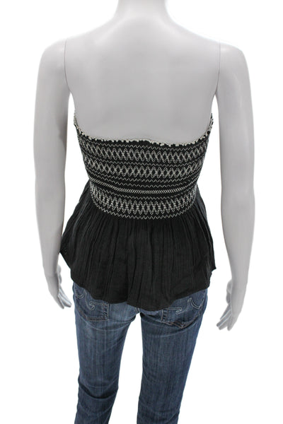 Mes DeMoiselles Paris Women Tube Top Black Cotton Geometric Boho Size 34