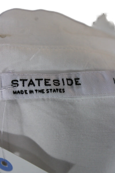 Stateside Womens Button-Up Collared Long Sleeve Viscose White Top Size L