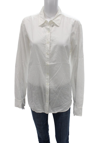 Xirena Womens Cotton Collared Basic Button-Up Blouse Long Sleeve White Size M