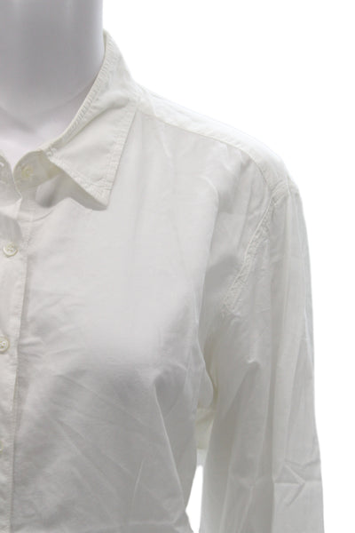 Xirena Womens Cotton Collared Basic Button-Up Blouse Long Sleeve White Size M