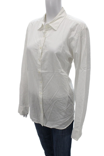 Xirena Womens Cotton Collared Basic Button-Up Blouse Long Sleeve White Size M