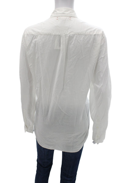Xirena Womens Cotton Collared Basic Button-Up Blouse Long Sleeve White Size M