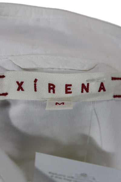 Xirena Womens Cotton Collared Basic Button-Up Blouse Long Sleeve White Size M