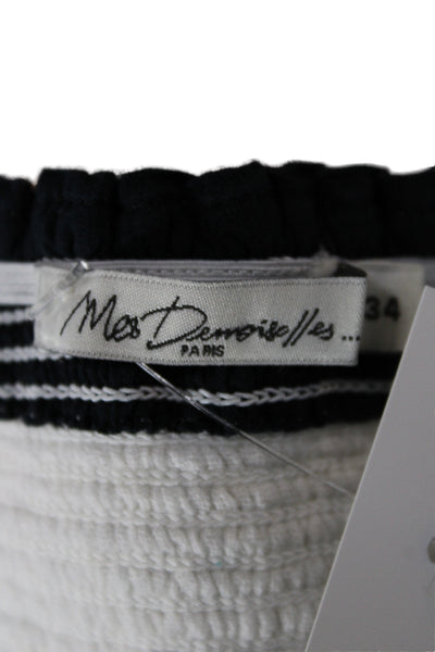 Mes DeMoiselles Paris Women Cropped White Off Shoulder Sleeveless Blouse Size 34