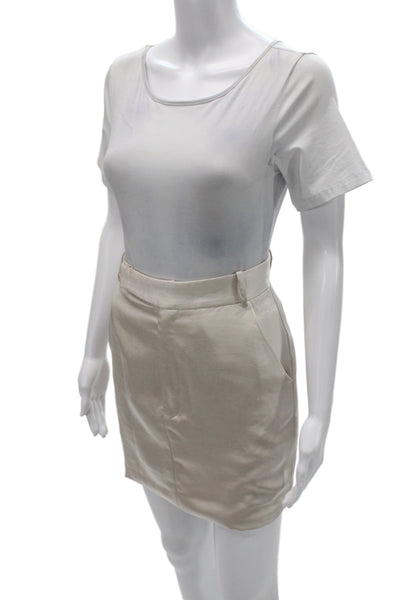 Third Form Womens Straight Pencil Mini Skirt Beige Polyester Buckle Size 4