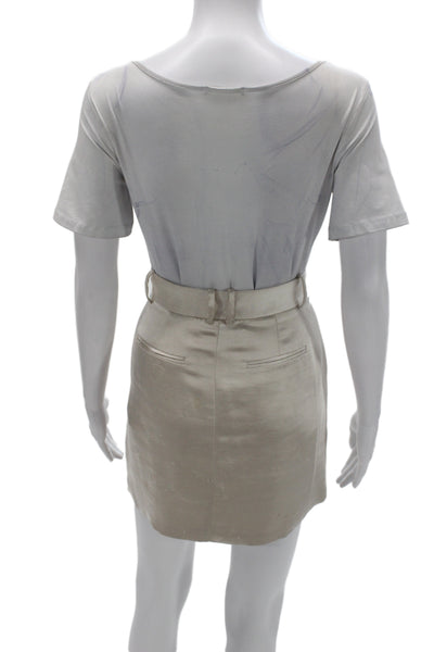 Third Form Womens Straight Pencil Mini Skirt Beige Polyester Buckle Size 4