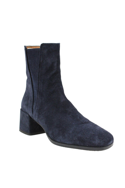 Homers Womens Suede Block Heels Ankle Boots Shoes Navy Size 9.5