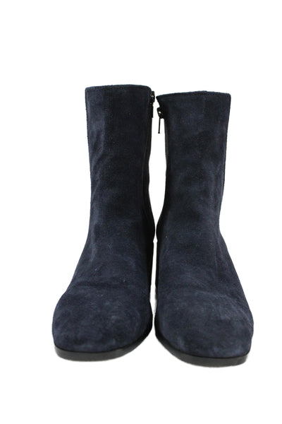 Homers Womens Suede Block Heels Ankle Boots Shoes Navy Size 9.5