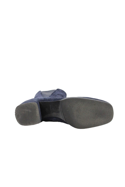 Homers Womens Suede Block Heels Ankle Boots Shoes Navy Size 9.5