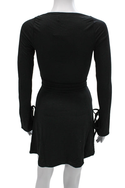 Oh Polly Womens Mini Dress Black Sweetheart Long Sleeve Modal Size 2