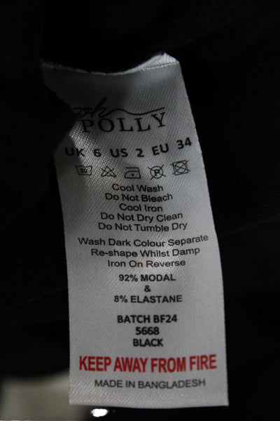 Oh Polly Womens Mini Dress Black Sweetheart Long Sleeve Modal Size 2