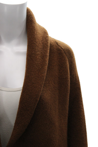 Zara Women Overcoat Brown Acrylic Button Long Sleeve Size M