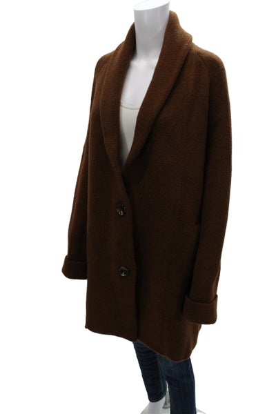 Zara Women Overcoat Brown Acrylic Button Long Sleeve Size M