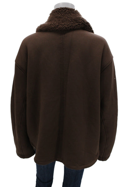 Athleta Womens Basic Jacket Brown Modal Spandex Zip Long Sleeve Size L Tall
