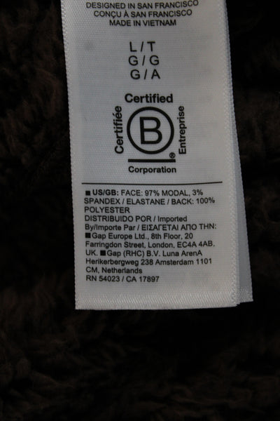 Athleta Womens Basic Jacket Brown Modal Spandex Zip Long Sleeve Size L Tall