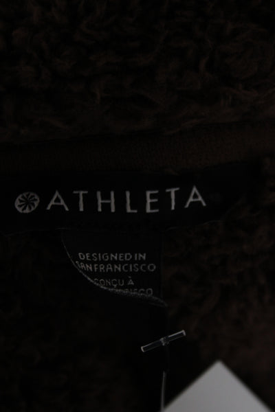 Athleta Womens Basic Jacket Brown Modal Spandex Zip Long Sleeve Size L Tall