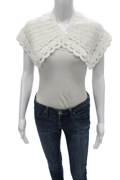 Designer Womens Crochet Buttoned Collar Dickie White Size 29" x 9"