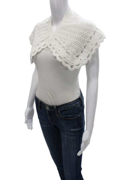 Designer Womens Crochet Buttoned Collar Dickie White Size 29" x 9"