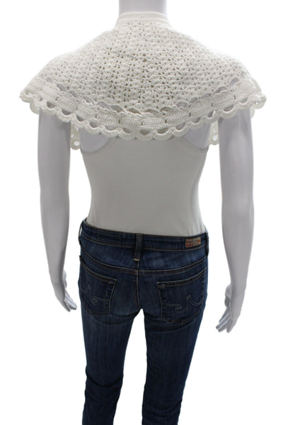 Designer Womens Crochet Buttoned Collar Dickie White Size 29" x 9"