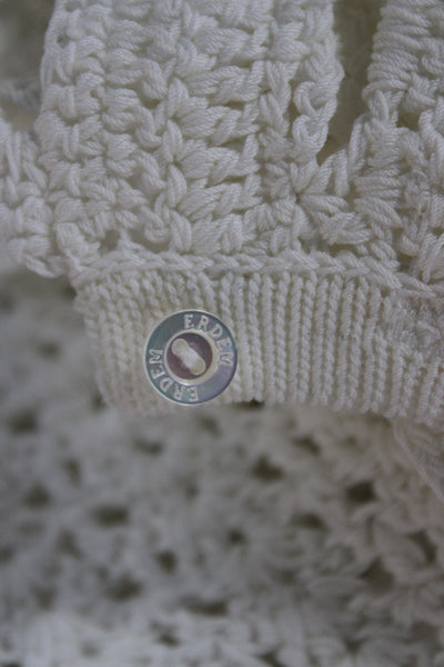 Designer Womens Crochet Buttoned Collar Dickie White Size 29" x 9"