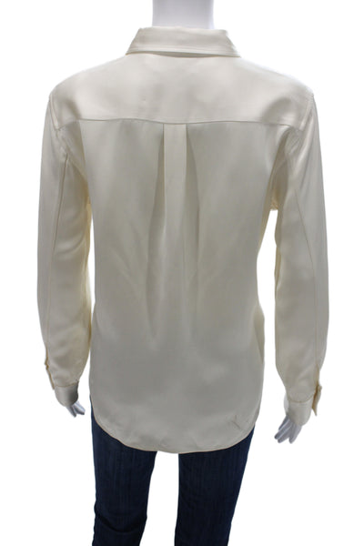 COS Unisex Collared Button-Up Blouse Ivory Viscose Long Sleeve Size 10