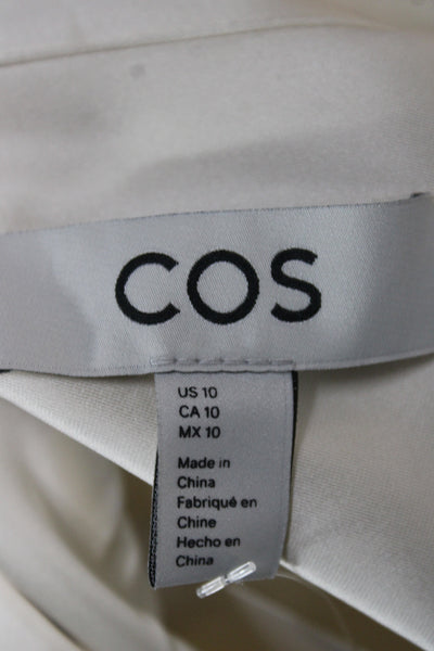 COS Unisex Collared Button-Up Blouse Ivory Viscose Long Sleeve Size 10