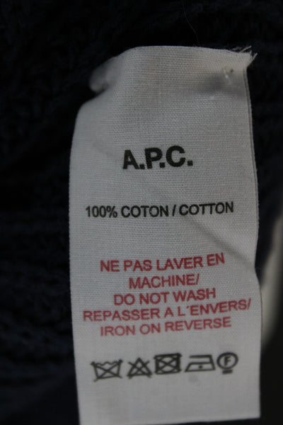 APC Women Pullover Sweater Blue Cotton Crew Neck Long Sleeve Size L