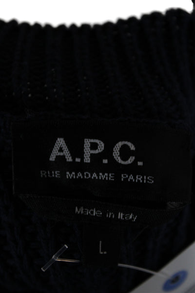 APC Women Pullover Sweater Blue Cotton Crew Neck Long Sleeve Size L