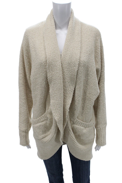 Cupcakes And Cashmere Womens Cardigan Beige Collared Long Sleeve Size L