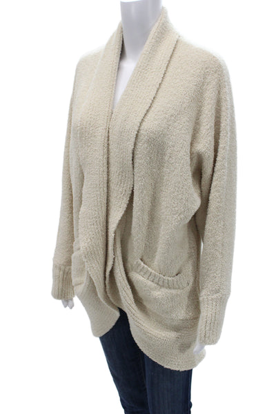 Cupcakes And Cashmere Womens Cardigan Beige Collared Long Sleeve Size L