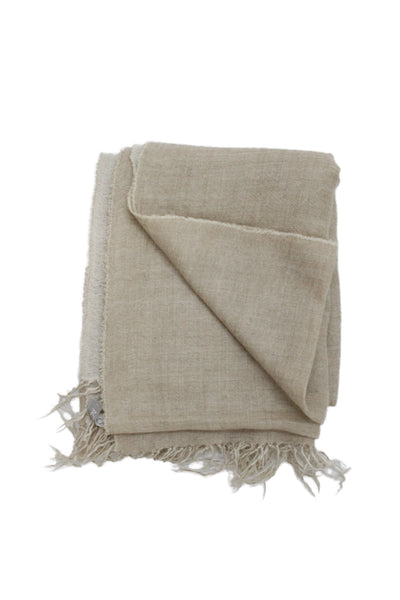 Agnona Unisex Adults Fringe Trim Neck Scarf Beige Size 72X28"