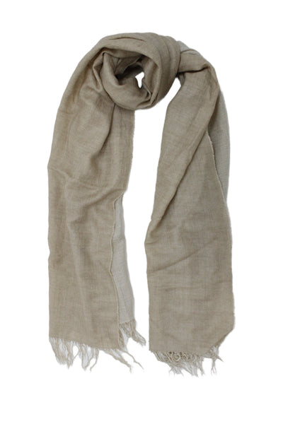 Agnona Unisex Adults Fringe Trim Neck Scarf Beige Size 72X28"