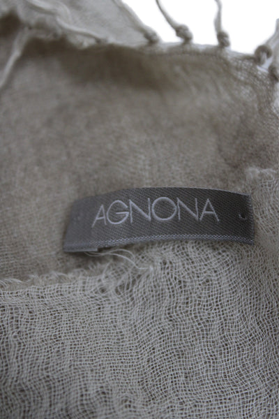 Agnona Unisex Adults Fringe Trim Neck Scarf Beige Size 72X28"