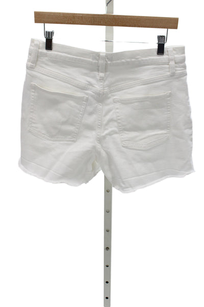 J Crew Womens Cut-Off Shorts White 98% Cotton Button Casual Size 29