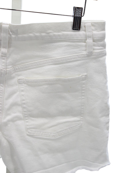 J Crew Womens Cut-Off Shorts White 98% Cotton Button Casual Size 29