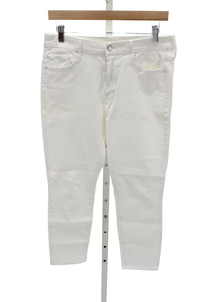 Mother Women Ankle Jeans White Mid Rise Cotton Size 30