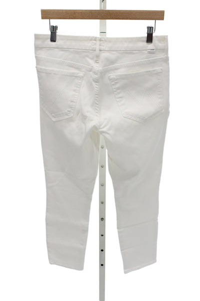 Mother Women Ankle Jeans White Mid Rise Cotton Size 30