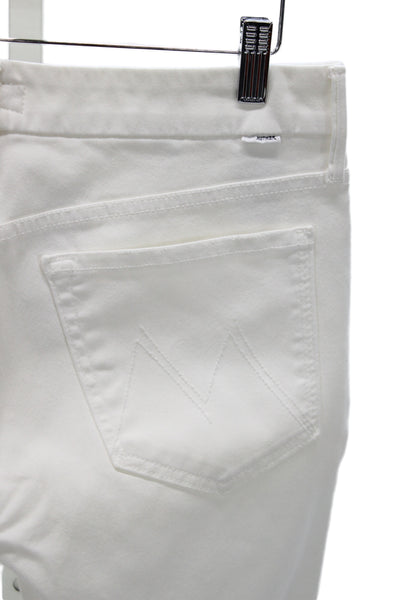 Mother Women Ankle Jeans White Mid Rise Cotton Size 30