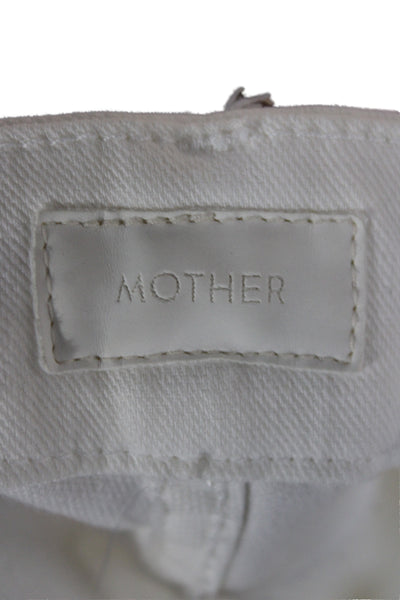 Mother Women Ankle Jeans White Mid Rise Cotton Size 30