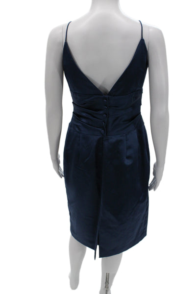 Nicole Miller Womens Blue Cocktail Dress V Neck Sleeveless Knee Length Size 6