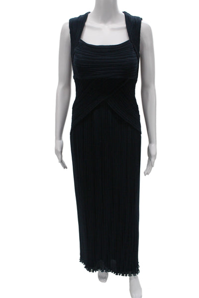 Tadashi Shoji Women Midi Dress Blue Square Neck Polyester Size 6