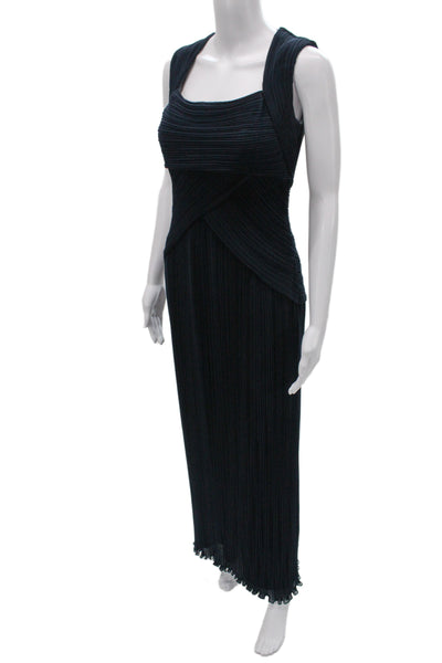 Tadashi Shoji Women Midi Dress Blue Square Neck Polyester Size 6