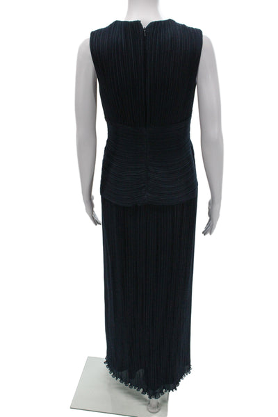 Tadashi Shoji Women Midi Dress Blue Square Neck Polyester Size 6
