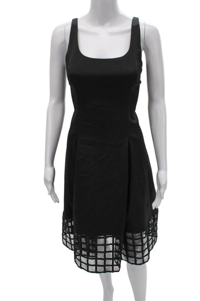 Aidan Mattox Womens Cocktail Dress Black Square Neck Knee Length Size 10