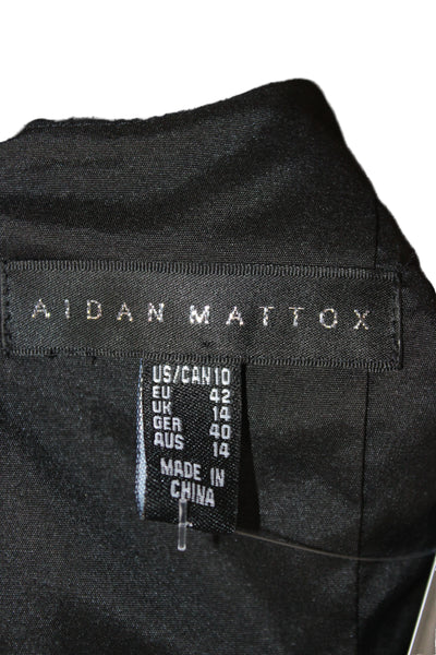 Aidan Mattox Womens Cocktail Dress Black Square Neck Knee Length Size 10