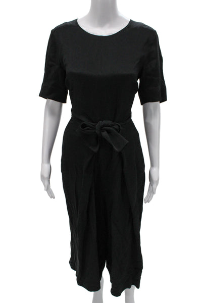 COS Women Minimal Black Rayon Pants Outfit Set Round Neck Short Sleeve Size S