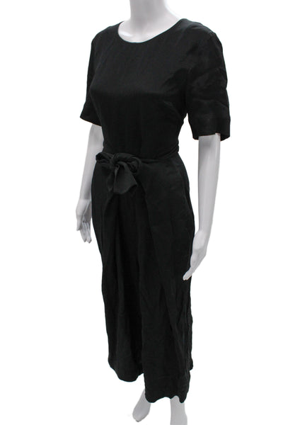 COS Women Minimal Black Rayon Pants Outfit Set Round Neck Short Sleeve Size S