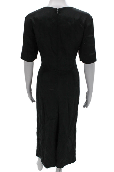 COS Women Minimal Black Rayon Pants Outfit Set Round Neck Short Sleeve Size S
