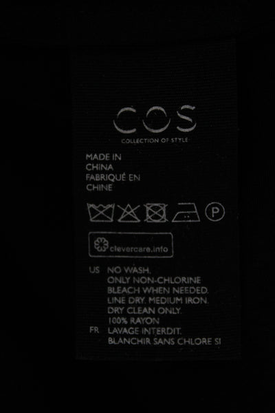 COS Women Minimal Black Rayon Pants Outfit Set Round Neck Short Sleeve Size S