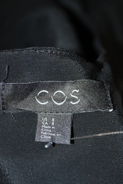 COS Women Minimal Black Rayon Pants Outfit Set Round Neck Short Sleeve Size S